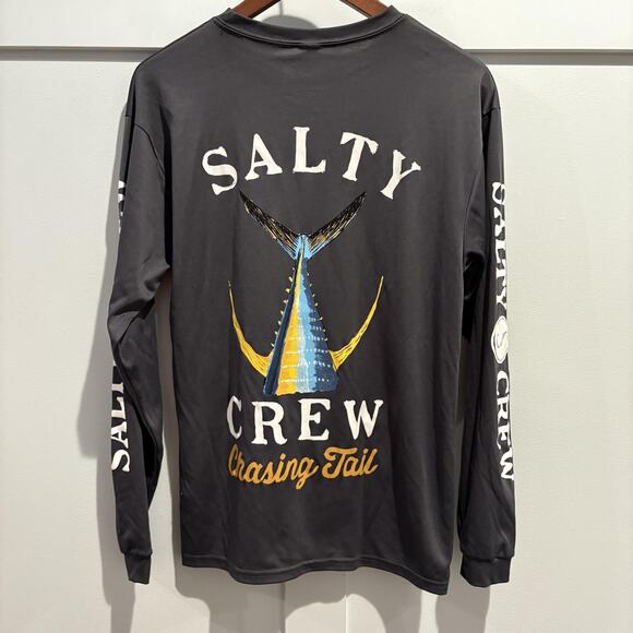 Salty Crew Shirt Mens Small Gray Chasing Tail Long Sleeve Fishing UV Outdoor - Picture 1 of 14